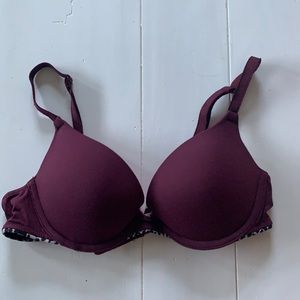 Victoria’s Secret PINK Burgundy & Leopard Print Bra 34A